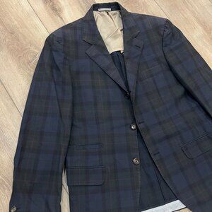 Brunello Cucinelli Blue Multicolor Check Plaid Blazer Jacket Sport Coat US 40